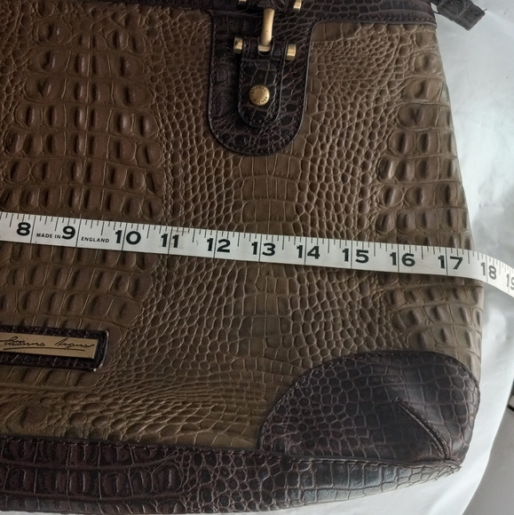 Etienne Aigner Olive Green Croc Embossed Leather Tote Bag